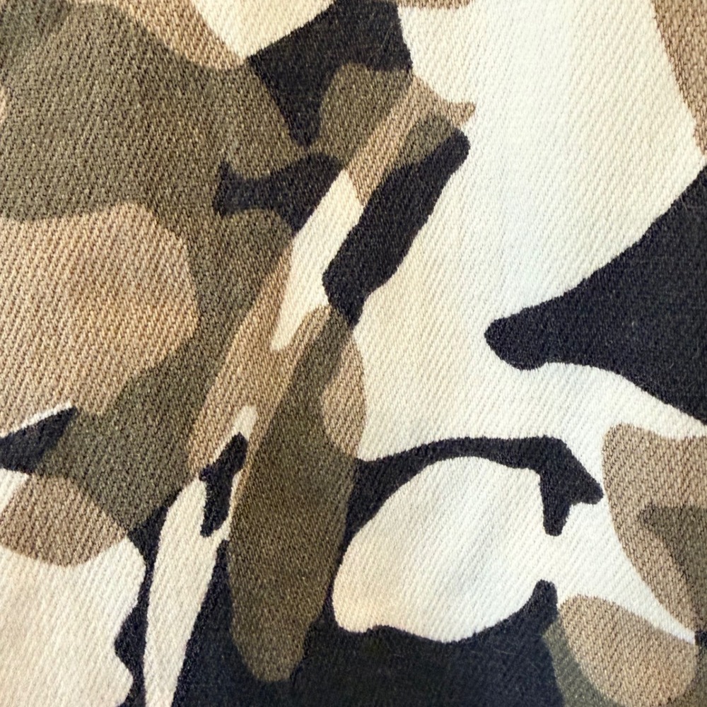 Chico's Floral Camo Denim Utility Jacket 3 16/18 Green Tan Neutral Travell NWT - Picture 9 of 10
